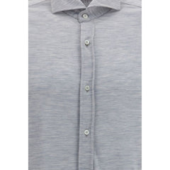 Brunello Cucinelli Blue Silk Dress Shirt