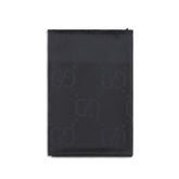 Front view of the Gucci Black Wool Oves Aries Scarf featuring a refined knit texture and minimalist luxury aesthetic.