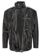 Rick Owens Black Bull Skin Leather Jacket