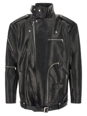 Rick Owens Black Bull Skin Leather Jacket