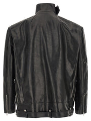 Rick Owens Black Bull Skin Leather Jacket