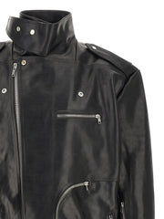 Rick Owens Black Bull Skin Leather Jacket