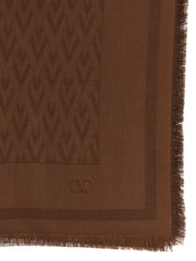 Valentino Garavani Brown Silk Scarf