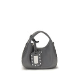 Ganni Gray Leather Shoulder Bag