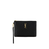 Saint Laurent Black Calf Leather Bos Taurus Clutch Bag