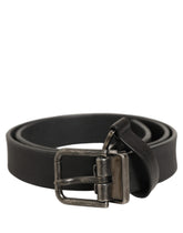 Dolce & Gabbana Black Leather Antique Finish Buckle Belt