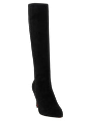Christian Louboutin Black Calfskin Over The Knee