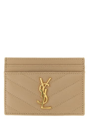 Saint Laurent Beige Calfskin Cardholder
