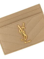 Saint Laurent Beige Calfskin Cardholder