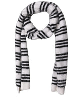 Dolce & Gabbana White Black Striped Skinny Neck Warmer Scarf