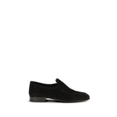 The Row Black Suede Leather Slip-On Loafers