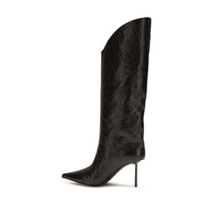 LE SILLA Black Calf Leather Bos Taurus High Heel Boots