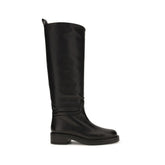 Stuart Weitzman Black Calf Leather Bos Taurus Flat Boots