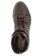 Alexandre Birman Purple Calfskin Lace-Up Boots