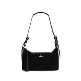 Vivienne Westwood Black Suede Leather Shoulder Bag