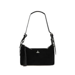 Vivienne Westwood Black Suede Leather Shoulder Bag