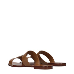 Dolce & Gabbana Brown Leather Slippers