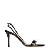 Gianvito Rossi Black Leather Stiletto Heel Sandals