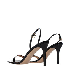 Gianvito Rossi Black Leather Stiletto Heel Sandals