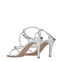 Gianvito Rossi Gray Leather Stiletto Heel Sandals