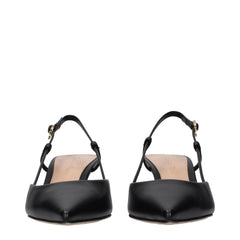 Gianvito Rossi Black Leather Mid Heel Pumps