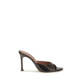Amina Muaddi Brown Calf Leather Bos Taurus Stiletto Heel Sandals
