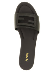 Fendi Brown Calfskin Slides
