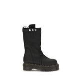 Rick Owens Black Nubuc Leather Lace-Up Boots