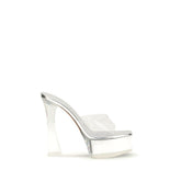 Amina Muaddi Silver Pvc Platform Sandals
