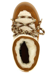 Moon Boot Beige Lamb Fur Flat Boots