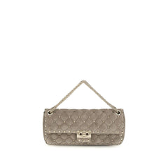 Valentino Garavani Gray Suede Leather Shoulder Bag
