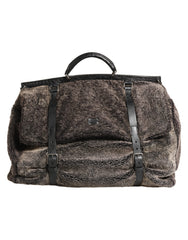 Dolce & Gabbana Black Shearling Leather Messenger Shoulder Men Borse Bag