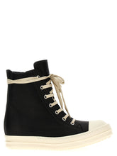 Rick Owens Bicolor Calfskin High Top Sneakers