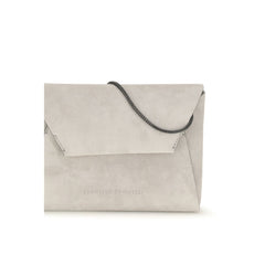 Brunello Cucinelli Gray Calf Leather Bos Taurus Shoulder Bag