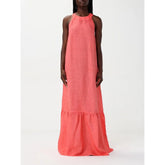 120% Lino Orange Linen Casual Dress - IT44