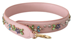 Bandoulière accessoire en cuir rose et ornée de cristaux Dolce & Gabbana
