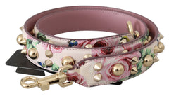 Bandoulière accessoire en cuir rose à motif floral et clous Dolce & Gabbana