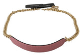 Bandoulière accessoire en cuir rose et chaîne dorée Dolce & Gabbana