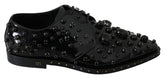 Chaussures Dolce & Gabbana en cuir noir ornées de cristaux, style broquet.