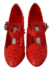 Escarpins Dolce & Gabbana Cendrillon à fleurs rouges et cristaux