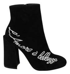 Dolce & Gabbana Chaussures Bottes L'Amore E'Bellezza En Daim Noir