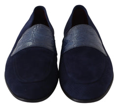 Dolce & Gabbana blaue Wildleder-Loafer aus Kaimanleder