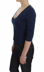 Pull Exte Blue en coton à col rond profond et fermeture éclair