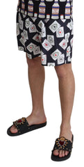 Dolce & Gabbana Badeshorts mit schwarzem Kartenspielmuster