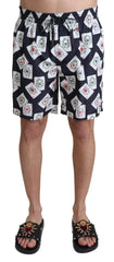 Dolce & Gabbana Badeshorts mit schwarzem Kartenspielmuster