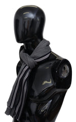 Missoni Halstuch mit grauem Streifenmuster, 100 % Wolle, Unisex