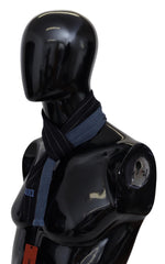 Missoni Unisex-Wickelschal aus schwarz-blau gestreifter Wolle