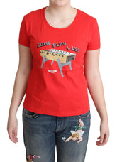 T-shirt imprimé Moschino Red Cotton Come Play 4 Us
