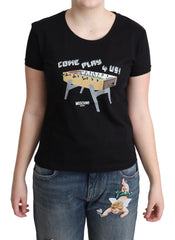 Moschino Schwarzes Baumwoll-T-Shirt mit Aufdruck „Come Play 4 Us“