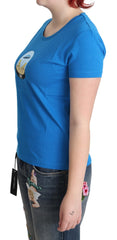 T-shirt Moschino bleu imprimé en coton à manches courtes